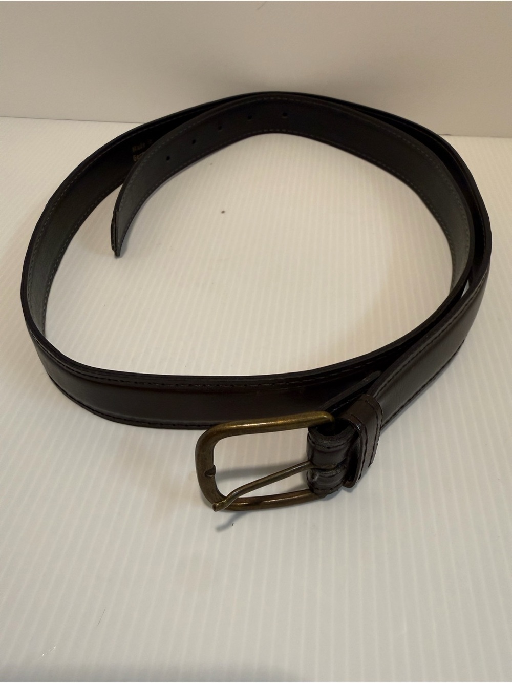 Vintage Men’s German Leather‎ Dress Belt Brass 42
